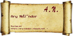 Ary Nándor névjegykártya